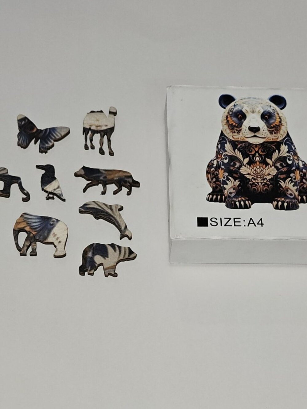 Panda Bear Wooden Jigsaw Puzzle 150+ Unique Pieces Animal Shapes READ